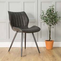 Hudson Vegan Leather Dining Chair, Grey