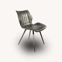 Hudson Vegan Leather Dining Chair, Grey - thumbnail 2