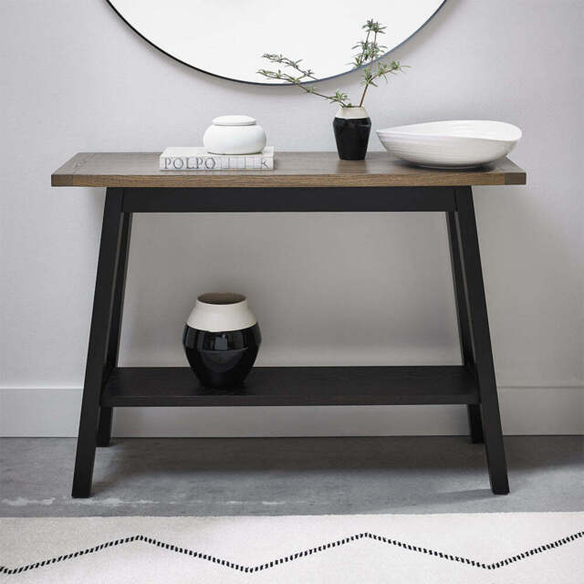 Highgate Weathered Oak Console Table With Shelf - image 1