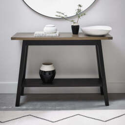 Highgate Weathered Oak Console Table With Shelf - thumbnail 1
