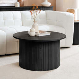 Tiffany Round Fluted Coffee Table, Black - thumbnail 1