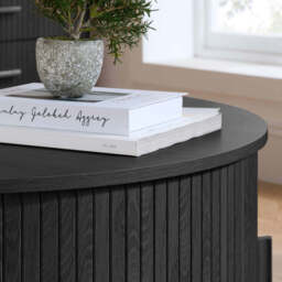 Tiffany Round Fluted Storage Coffee Table, Black - thumbnail 4