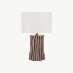 Taupe Pleated Ceramic Table Lamp Base - thumbnail 2