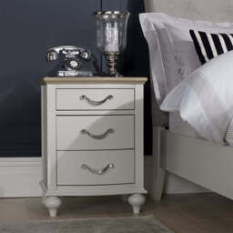 Dieppe Washed Oak & Grey 3 Drawer Nightstand - thumbnail 1