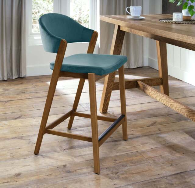 Highgate Rustic Oak Barstool, Blue
