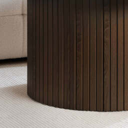 Tiffany Round Fluted Coffee Table, Walnut - thumbnail 2