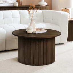 Tiffany Round Fluted Coffee Table, Walnut - thumbnail 1