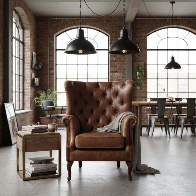 Albert Leather Armchair, Gold - image 1