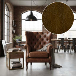 Albert Leather Armchair, Gold - thumbnail 3