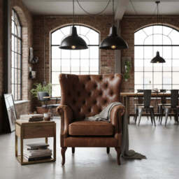 Albert Leather Armchair, Gold - thumbnail 1