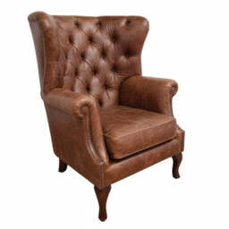 Albert Leather Armchair, Gold - thumbnail 2