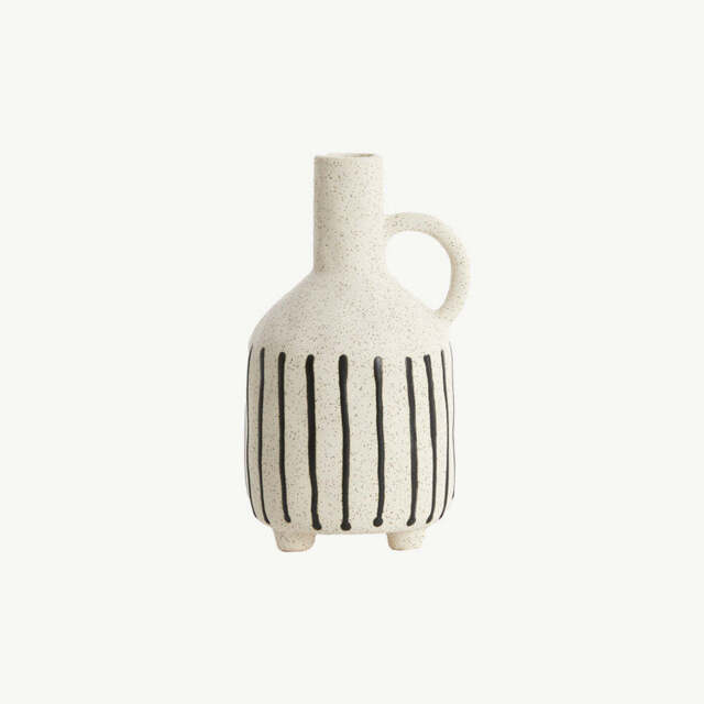 Cream & Black Handled Vase - image 1