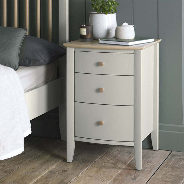 Runswick Scandi Oak & Soft Grey 3 Drawer Nightstand - image 1