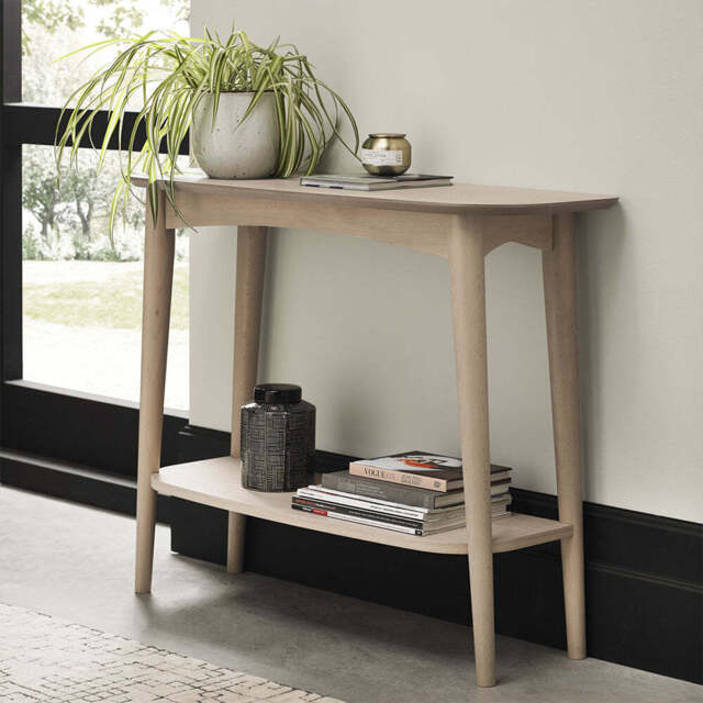Brondby Scandi Oak Console Table with Shelf - image 1