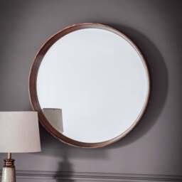 Warsaw Small Walnut Circular Mirror - thumbnail 1
