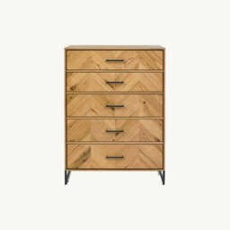 Birchwood Rustic Oak 5 Drawer Tall Chest - thumbnail 4