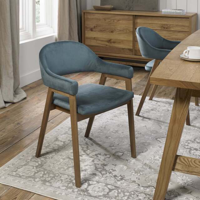 Highgate Rustic Oak Armchair, Blue - image 1