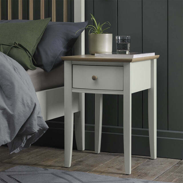 Runswick Scandi Oak & Soft Grey 1 Drawer Nightstand - image 1