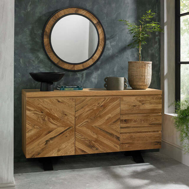 Glendale Rustic Oak Wide Sideboard