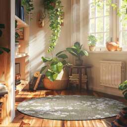 Sakura Circle Rug, Green / 140cm Circle