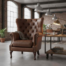 Albert Rub-off Leather Armchair, Gold - thumbnail 1