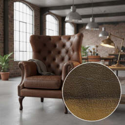 Albert Rub-off Leather Armchair, Gold - thumbnail 2