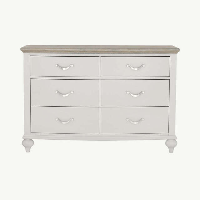 Dieppe Washed Oak & Grey 6 Drawer Wide Chest