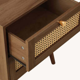 Washington 2DR Rattan Bedside Table, Walnut - thumbnail 5