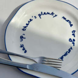 """Eat up there's plenty more to go around"" Blue Tableware Plate" - thumbnail 8