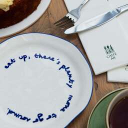 """Eat up there's plenty more to go around"" Blue Tableware Plate"