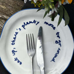 """Eat up there's plenty more to go around"" Blue Tableware Plate" - thumbnail 5