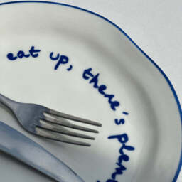"""Eat up there's plenty more to go around"" Blue Tableware Plate" - thumbnail 9