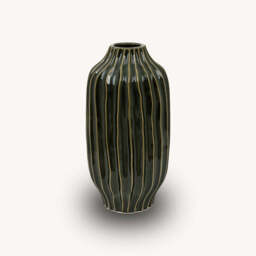 Olive Ribbed Vase, Large - thumbnail 3