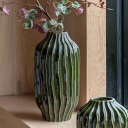 Olive Ribbed Vase, Large - thumbnail 1