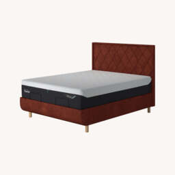 TEMPUR® Arc Static Bed with Quilted Headboard, King / Dark Brown