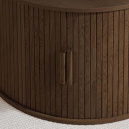 Tiffany Round Fluted Storage Coffee Table, Walnut - thumbnail 3