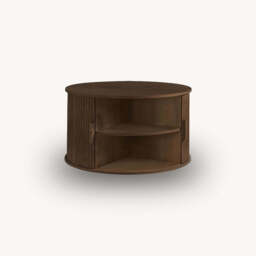 Tiffany Round Fluted Storage Coffee Table, Walnut - thumbnail 5