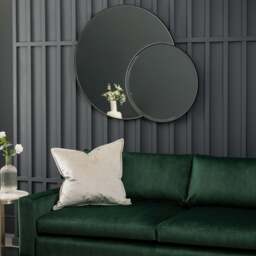 Orlando Double Circle Mirror, Black - thumbnail 1