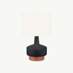 Wood Effect Textured Ceramic Table Lamp, Black