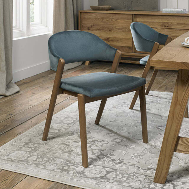 Highgate Rustic Oak Dining Chair, Blue - image 1