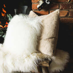 Faux Fur Cushion, Brûlée - thumbnail 5