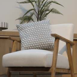 Hex Cut Cushion, Cream