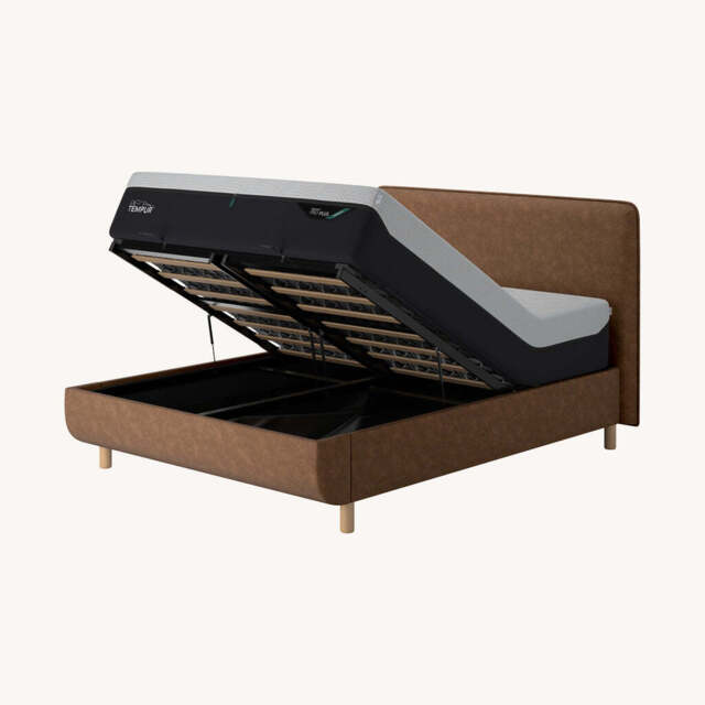 TEMPUR® Arc Ottoman Bed with Form Headboard, King / Light Brown