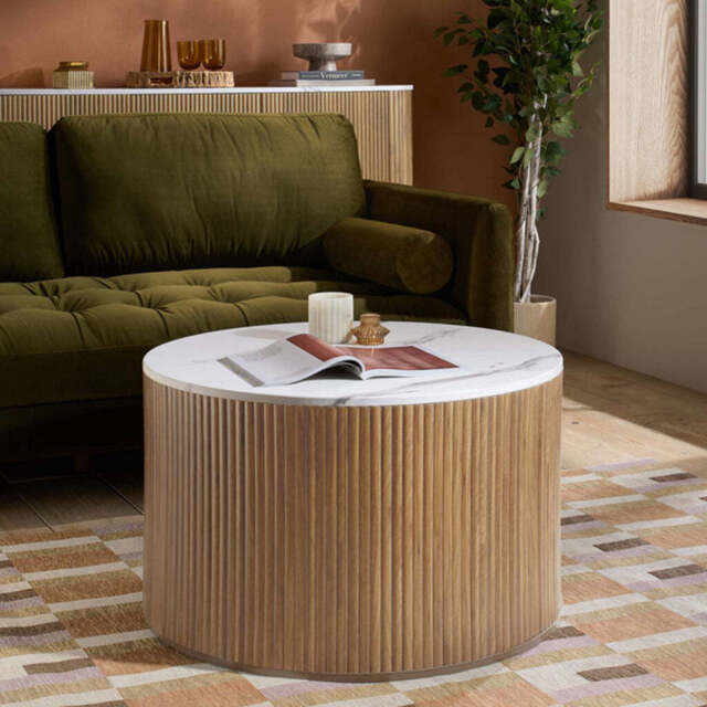 Rosalia Round Coffee Table, Oak - image 1