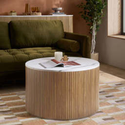 Rosalia Round Coffee Table, Oak - thumbnail 1