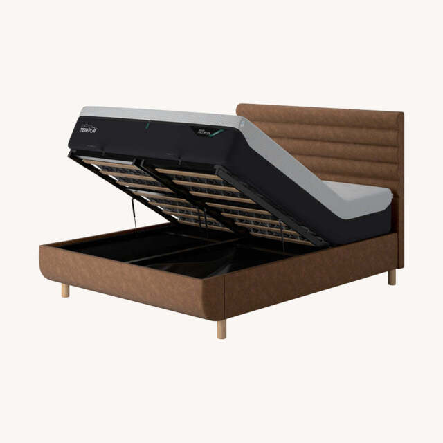 TEMPUR® Arc Ottoman Bed with Vectra Headboard, King / Light Brown