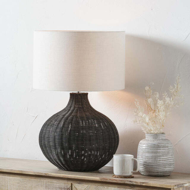Black Rattan Table Lamp - image 1