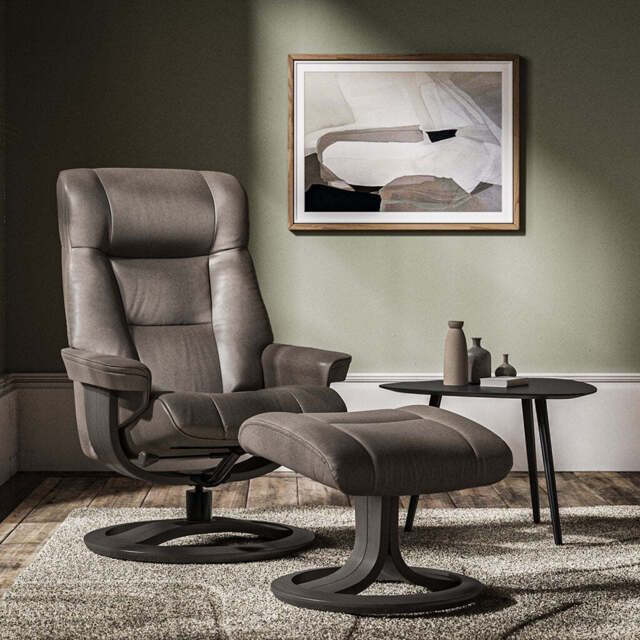 Martha Reclining Chair and Footstool, Large / Brown - image 1