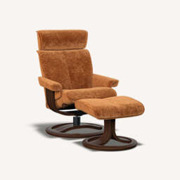 Pheobe Reclining Chair and Footstool, Medium / Orange