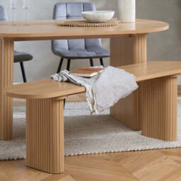 Tiffany Fluted Dining Bench, Oak - thumbnail 1